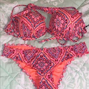 bright color pattern bikini top
